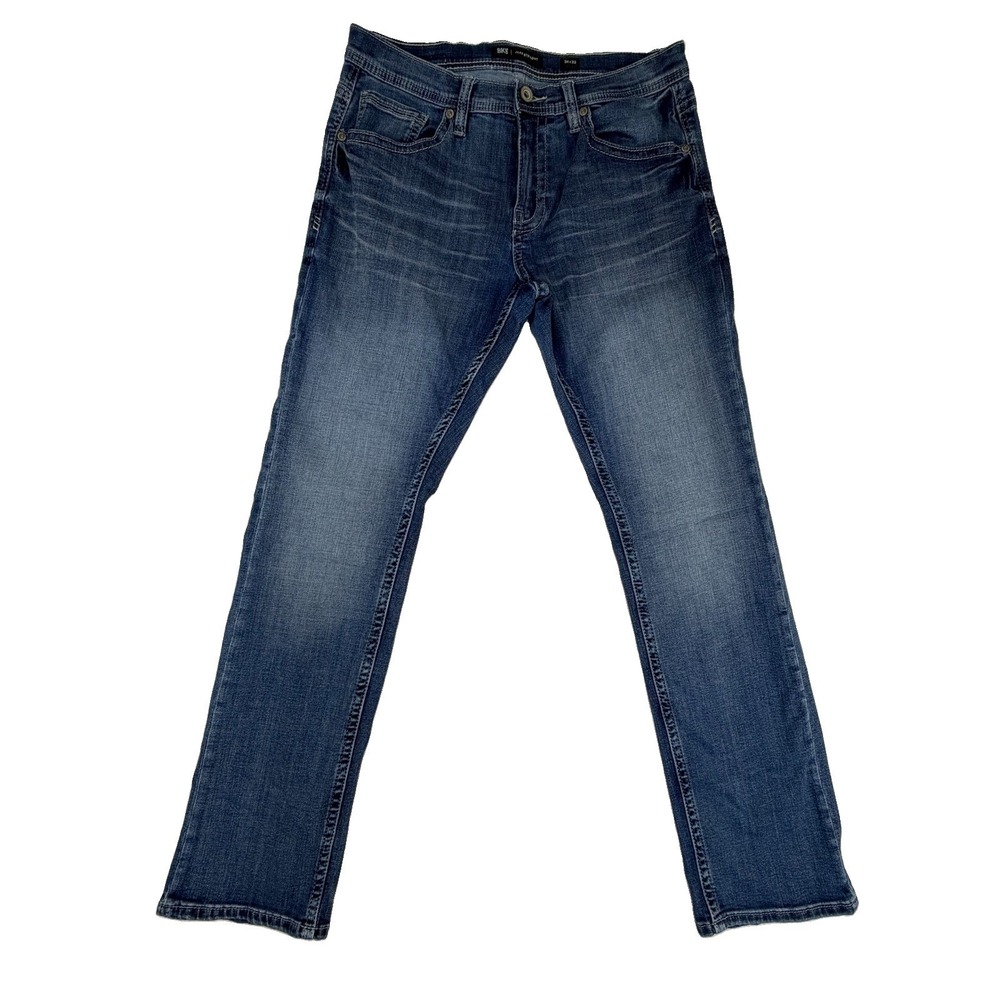 BKE Jake Straight Leg Men's Jeans Sz 34x32 Blue Med Wash Stretch Denim Buckle - Picture 1 of 10